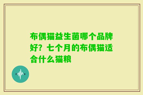 布偶猫益生菌哪个品牌好？七个月的布偶猫适合什么猫粮