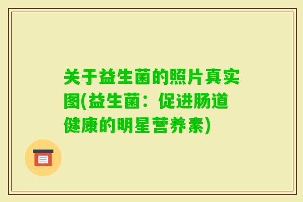 关于益生菌的照片真实图(益生菌：促进肠道健康的明星营养素)