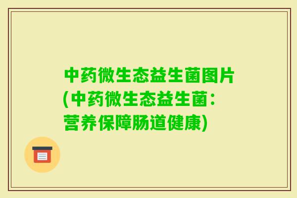 微生态益生菌图片(微生态益生菌：营养保障肠道健康)