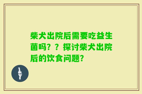 柴犬出院后需要吃益生菌吗？？探讨柴犬出院后的饮食问题？