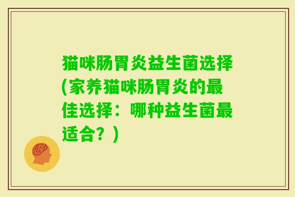 猫咪肠益生菌选择(家养猫咪肠的佳选择：哪种益生菌适合？)