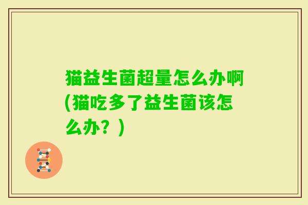 猫益生菌超量怎么办啊(猫吃多了益生菌该怎么办？)