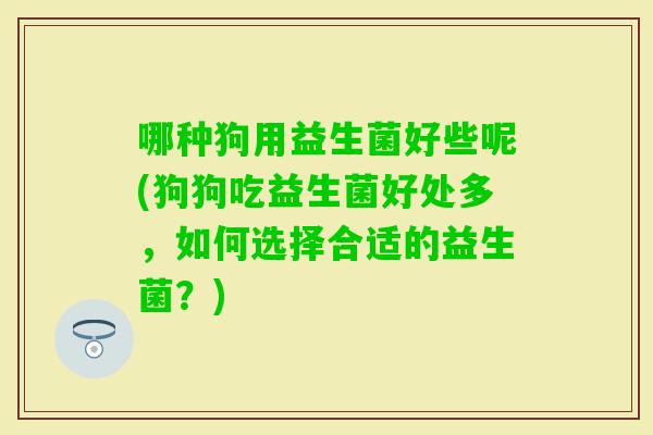 哪种狗用益生菌好些呢(狗狗吃益生菌好处多,如何选择合适的益生菌?) 哪种狗用益生菌好些呢(狗狗吃益生菌好处多,如何选择合适的益生菌?)