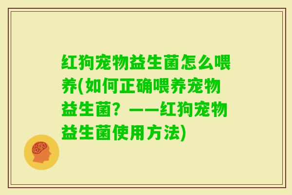 红狗宠物益生菌怎么喂养(如何正确喂养宠物益生菌？——红狗宠物益生菌使用方法)