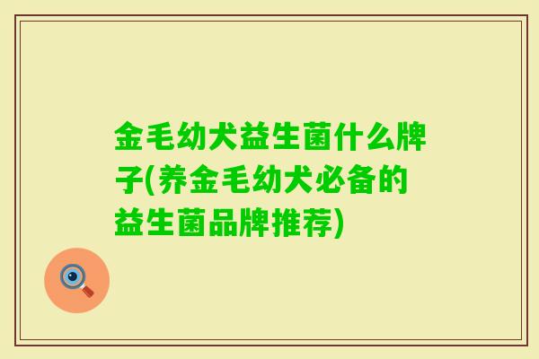 金毛幼犬益生菌什么牌子(养金毛幼犬必备的益生菌品牌推荐)