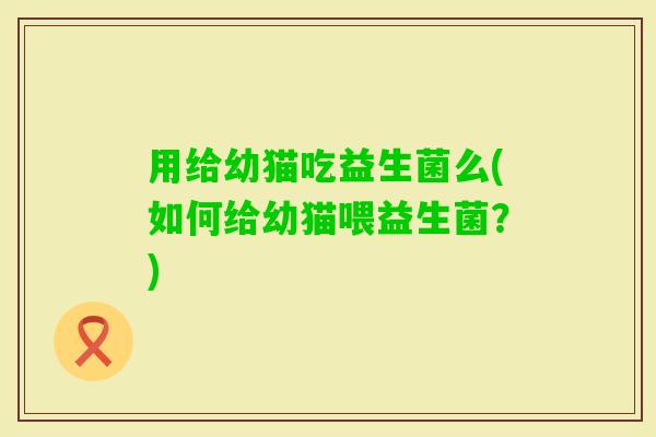 用给幼猫吃益生菌么(如何给幼猫喂益生菌？)