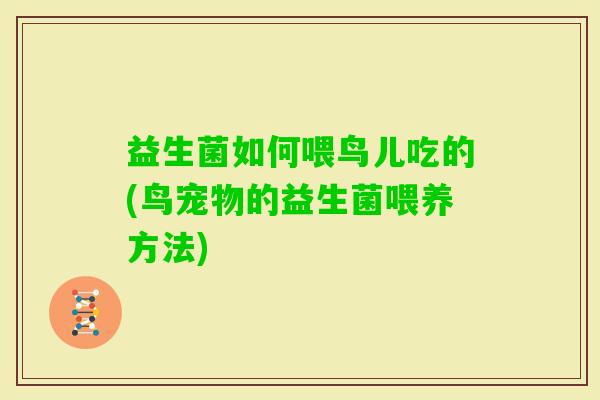 益生菌如何喂鸟儿吃的(鸟宠物的益生菌喂养方法)