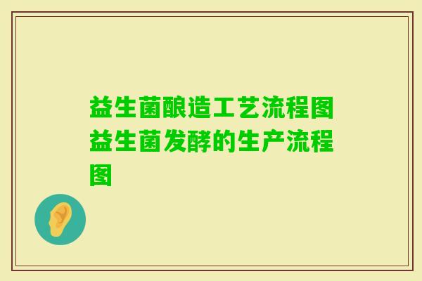 益生菌酿造工艺流程图益生菌发酵的生产流程图