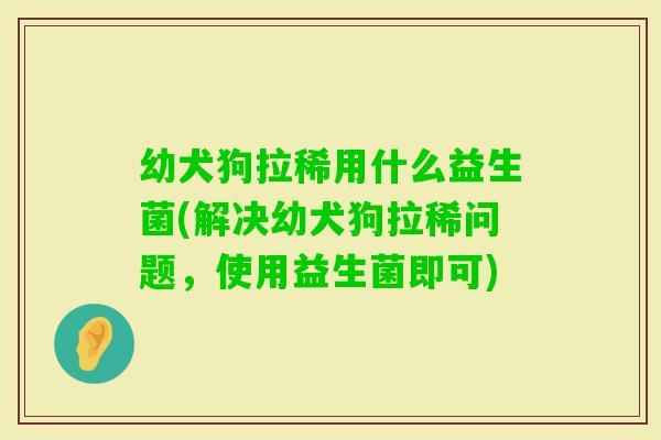 幼犬狗拉稀用什么益生菌(解决幼犬狗拉稀问题，使用益生菌即可)