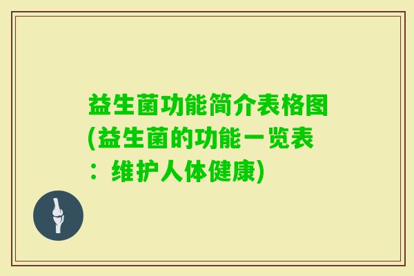 益生菌功能简介表格图(益生菌的功能一览表：维护人体健康)