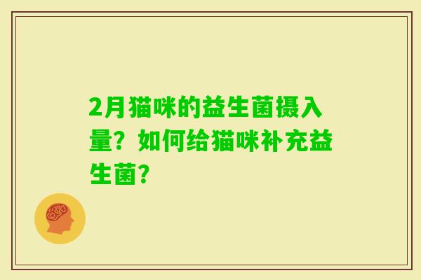 2月猫咪的益生菌摄入量?如何给猫咪补充益生菌? 2月猫咪的益生菌摄入量?如何给猫咪补充益生菌?