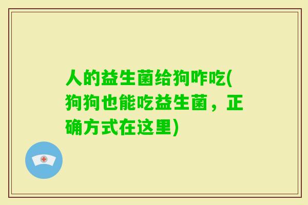 人的益生菌给狗咋吃(狗狗也能吃益生菌，正确方式在这里)