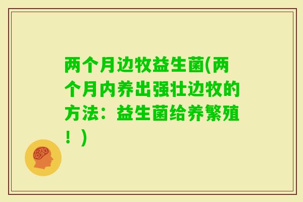 两个月边牧益生菌(两个月内养出强壮边牧的方法：益生菌给养繁殖！)