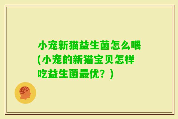 小宠新猫益生菌怎么喂(小宠的新猫宝贝怎样吃益生菌优？)