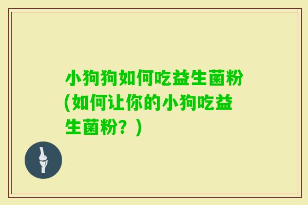 小狗狗如何吃益生菌粉(如何让你的小狗吃益生菌粉？)