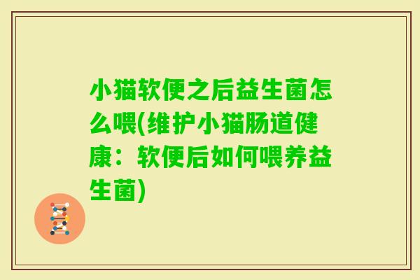 小猫软便之后益生菌怎么喂(维护小猫肠道健康：软便后如何喂养益生菌)