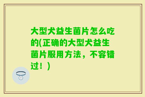 大型犬益生菌片怎么吃的(正确的大型犬益生菌片服用方法，不容错过！)