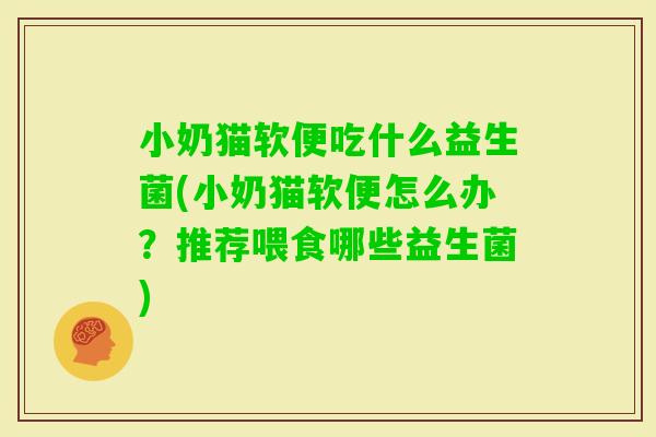 小奶猫软便吃什么益生菌(小奶猫软便怎么办？推荐喂食哪些益生菌)