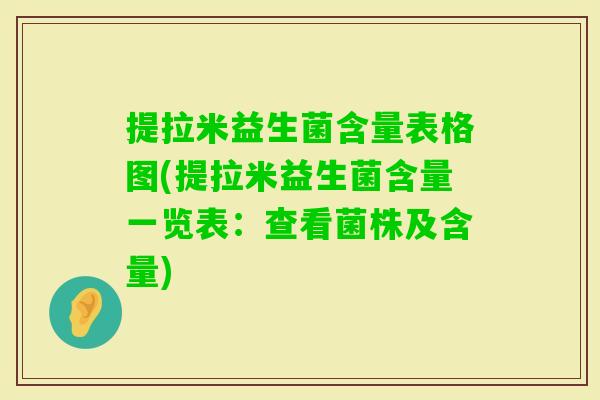 提拉米益生菌含量表格图(提拉米益生菌含量一览表：查看菌株及含量)