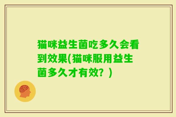 猫咪益生菌吃多久会看到效果(猫咪服用益生菌多久才有效？)