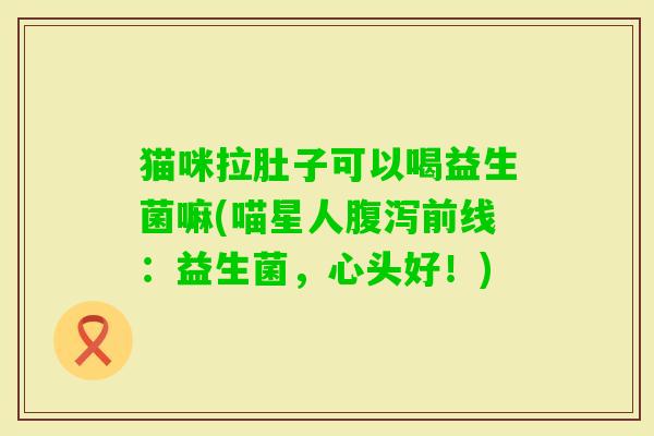 猫咪拉肚子可以喝益生菌嘛(喵星人前线：益生菌，心头好！)