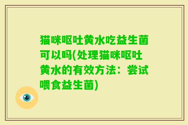 猫咪黄水吃益生菌可以吗(处理猫咪黄水的有效方法：尝试喂食益生菌)