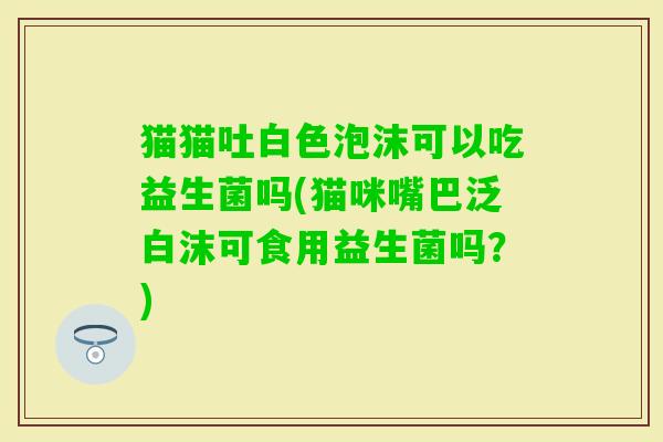 猫猫吐白色泡沫可以吃益生菌吗(猫咪嘴巴泛白沫可食用益生菌吗？)
