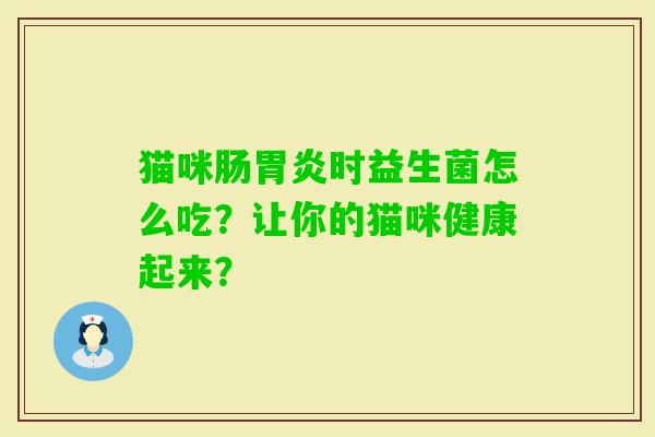 猫咪肠时益生菌怎么吃？让你的猫咪健康起来？