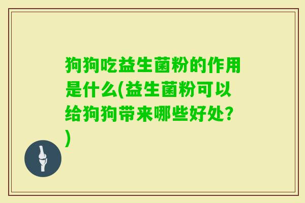 狗狗吃益生菌粉的作用是什么(益生菌粉可以给狗狗带来哪些好处？)