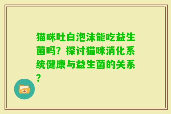 猫咪吐白泡沫能吃益生菌吗？探讨猫咪消化系统健康与益生菌的关系？
