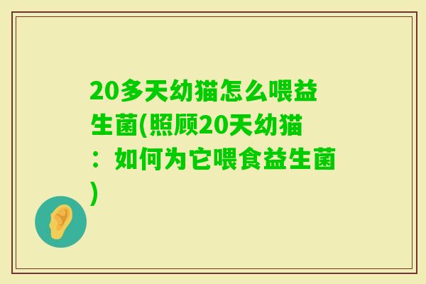 20多天幼猫怎么喂益生菌(照顾20天幼猫:如何为它喂食益生菌) 20多天幼猫怎么喂益生菌(照顾20天幼猫:如何为它喂食益生菌)