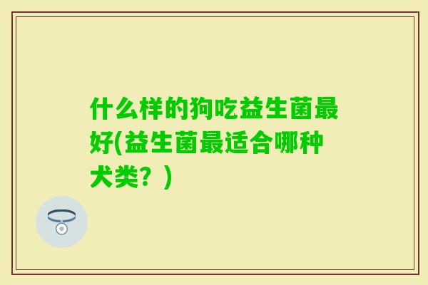 什么样的狗吃益生菌好(益生菌适合哪种犬类？)