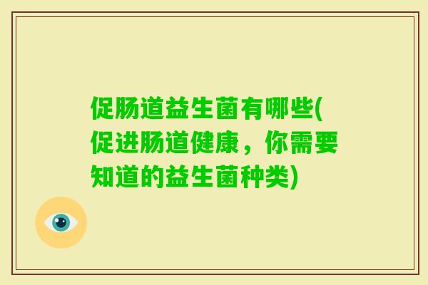 促肠道益生菌有哪些(促进肠道健康，你需要知道的益生菌种类)