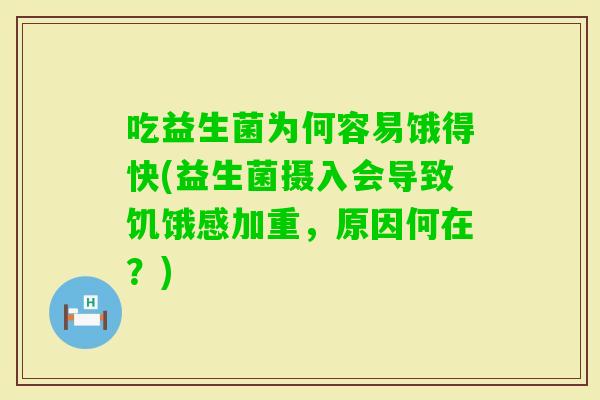 吃益生菌为何容易饿得快(益生菌摄入会导致饥饿感加重，原因何在？)