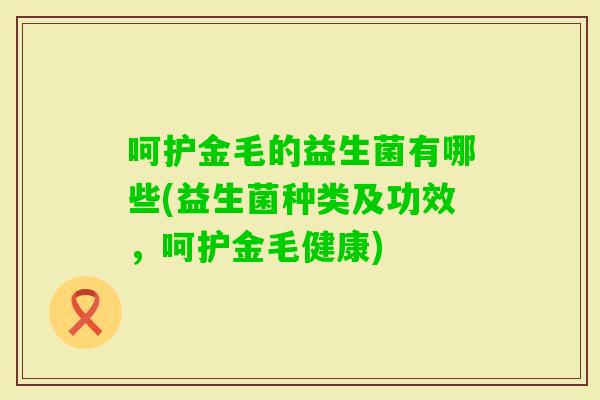 呵护金毛的益生菌有哪些(益生菌种类及功效,呵护金毛健康) 呵护金毛的益生菌有哪些(益生菌种类及功效,呵护金毛健康)
