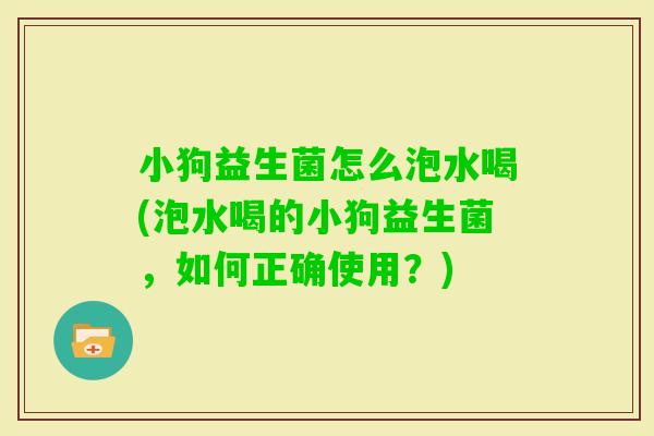 小狗益生菌怎么泡水喝(泡水喝的小狗益生菌,如何正确使用?) 小狗益生菌怎么泡水喝(泡水喝的小狗益生菌,如何正确使用?)