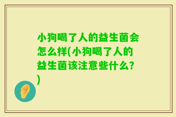 小狗喝了人的益生菌会怎么样(小狗喝了人的益生菌该注意些什么?) 小狗喝了人的益生菌会怎么样(小狗喝了人的益生菌该注意些什么?)