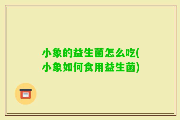 小象的益生菌怎么吃(小象如何食用益生菌)