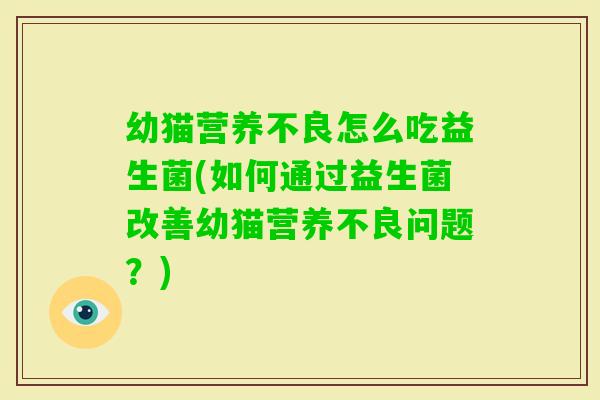 幼猫营养不良怎么吃益生菌(如何通过益生菌改善幼猫营养不良问题?) 幼猫营养不良怎么吃益生菌(如何通过益生菌改善幼猫营养不良问题?)