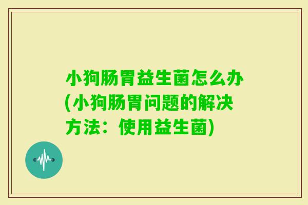 小狗肠胃益生菌怎么办(小狗肠胃问题的解决方法：使用益生菌)
