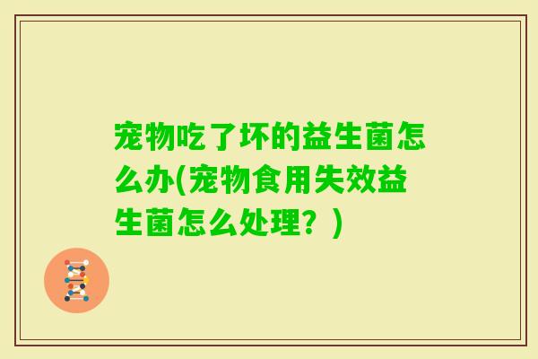 宠物吃了坏的益生菌怎么办(宠物食用失效益生菌怎么处理?) 宠物吃了坏的益生菌怎么办(宠物食用失效益生菌怎么处理?)