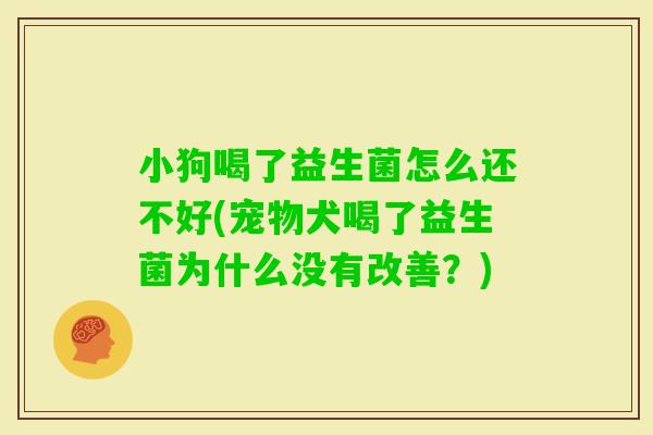 小狗喝了益生菌怎么还不好(宠物犬喝了益生菌为什么没有改善？)