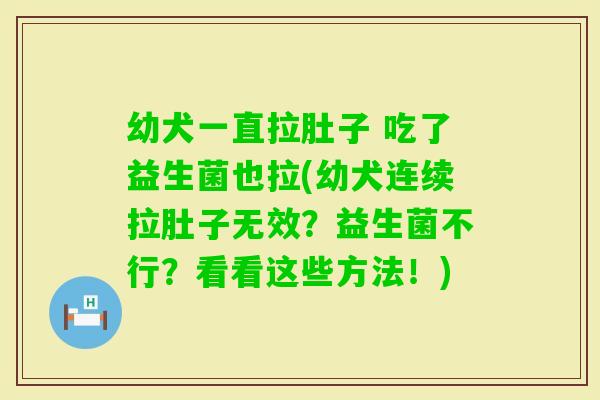 幼犬一直拉肚子 吃了益生菌也拉(幼犬连续拉肚子无效?益生菌不行?看看这些方法!) 幼犬一直拉肚子 吃了益生菌也拉(幼犬连续拉肚子无效?益生菌不行?看看这些方法!)