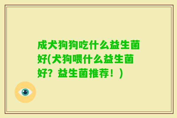 成犬狗狗吃什么益生菌好(犬狗喂什么益生菌好?益生菌推荐!) 成犬狗狗吃什么益生菌好(犬狗喂什么益生菌好?益生菌推荐!)