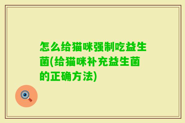 怎么给猫咪强制吃益生菌(给猫咪补充益生菌的正确方法) 怎么给猫咪强制吃益生菌(给猫咪补充益生菌的正确方法)
