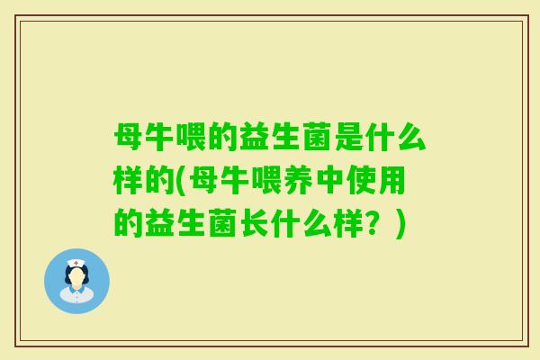 母牛喂的益生菌是什么样的(母牛喂养中使用的益生菌长什么样？)