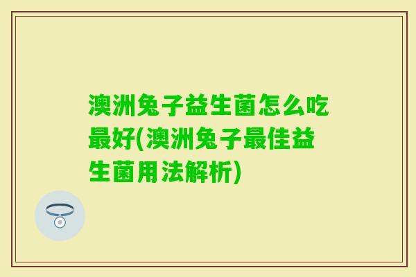 澳洲兔子益生菌怎么吃好(澳洲兔子佳益生菌用法解析)