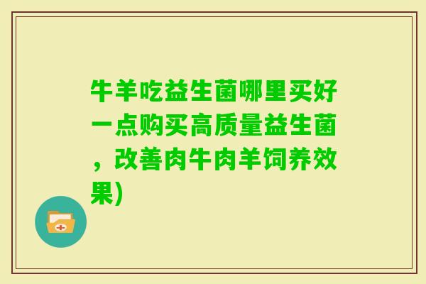 牛羊吃益生菌哪里买好一点购买高质量益生菌,改善肉牛肉羊饲养效果) 牛羊吃益生菌哪里买好一点购买高质量益生菌,改善肉牛肉羊饲养效果)