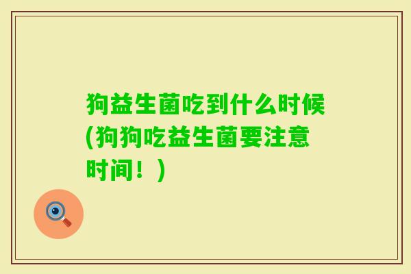 狗益生菌吃到什么时候(狗狗吃益生菌要注意时间！)