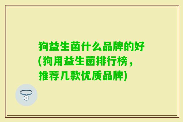 狗益生菌什么品牌的好(狗用益生菌排行榜，推荐几款优质品牌)